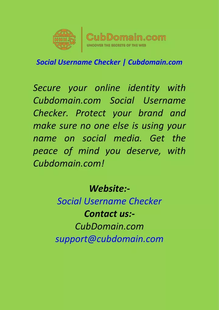 social username checker cubdomain com