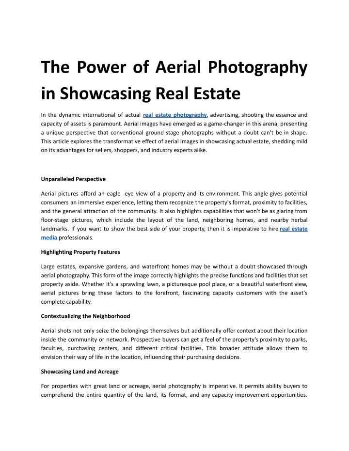 the power of aerial photography in showcasing