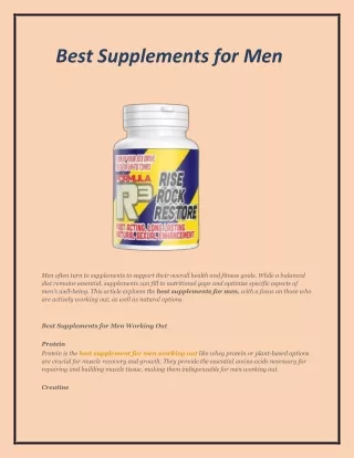 Best Supplements for Men