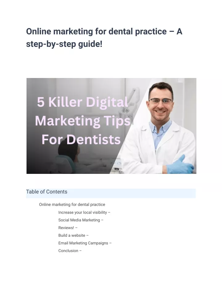 online marketing for dental practice a step