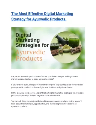 The Most Effective Digital Marketing Strategy for Ayurvedic Products - Google Docs