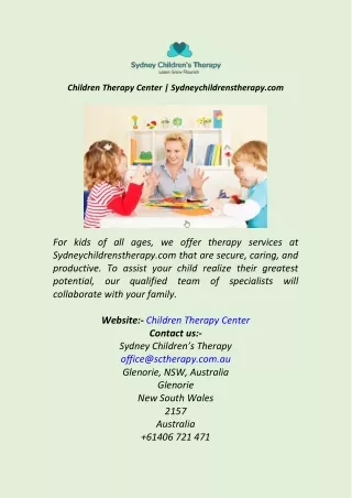 Children Therapy Center  Sydneychildrenstherapy.com