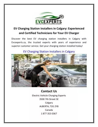 EV Charging Station Installers in Calgary: Experienced and Certified Technicians