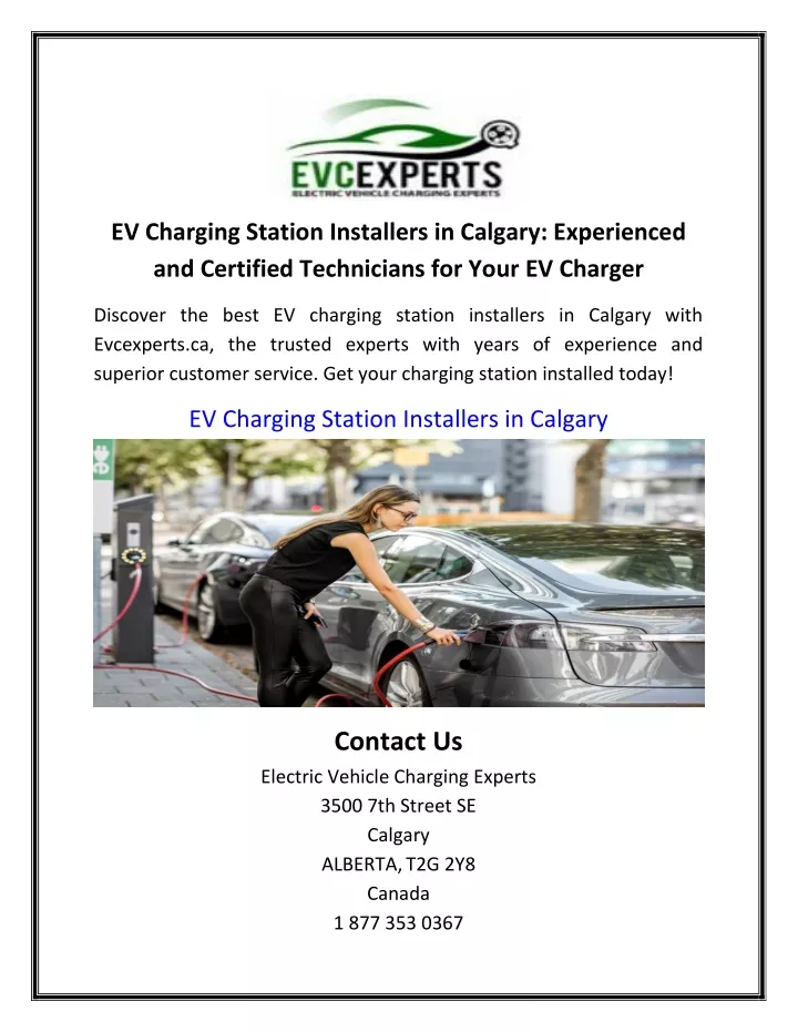 ev charging station installers in calgary