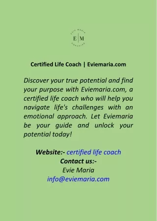 Certified Life Coach  Eviemaria.com