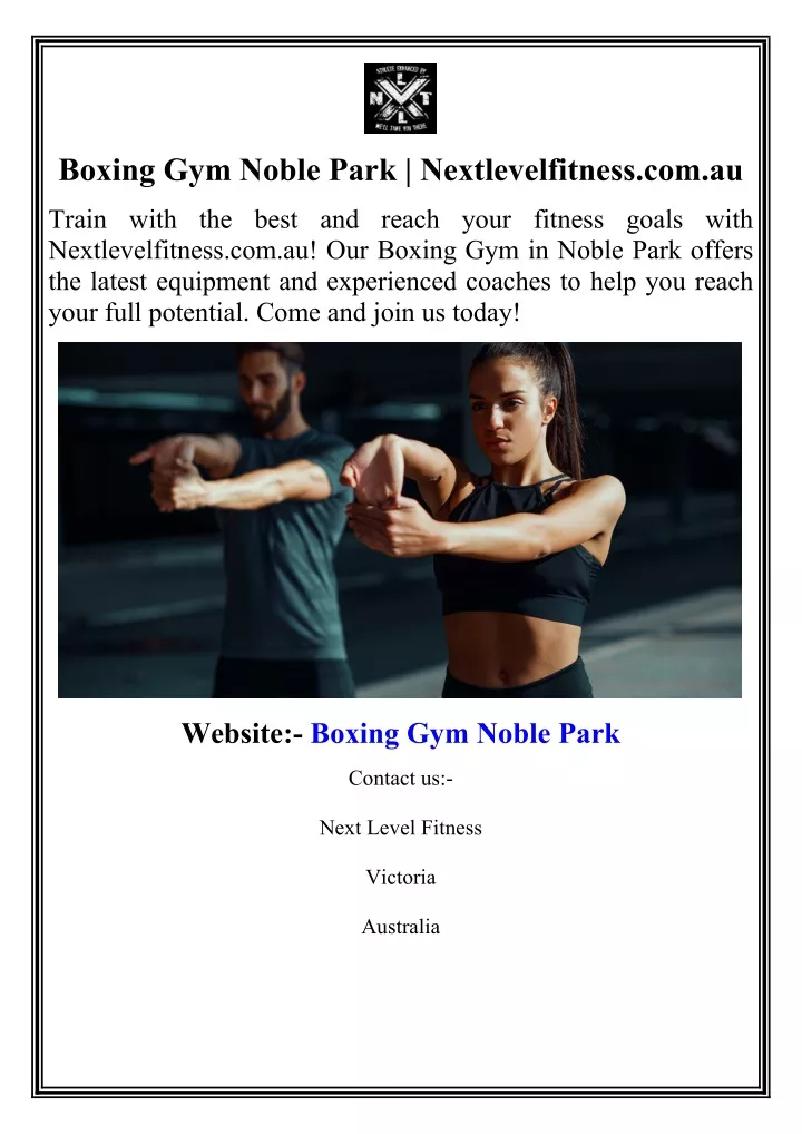 boxing gym noble park nextlevelfitness com au