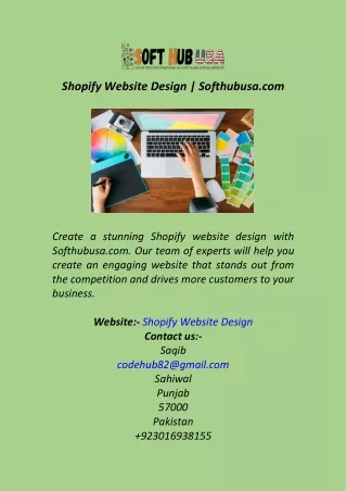 Shopify Website Design  Softhubusa.com