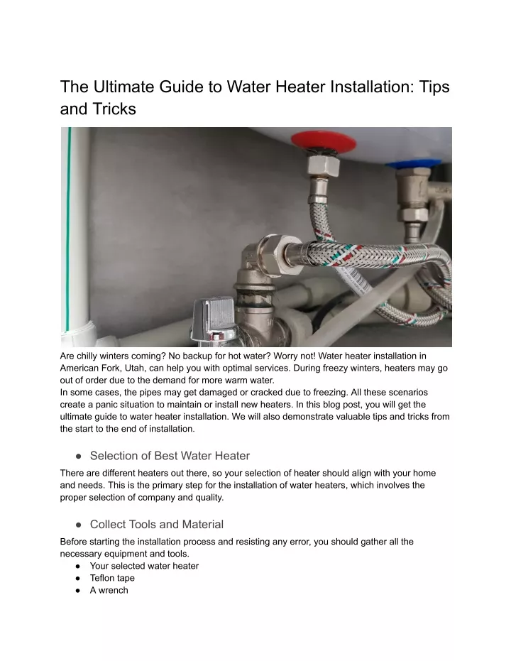the ultimate guide to water heater installation