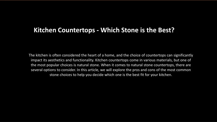 kitchen countertops which stone is the best