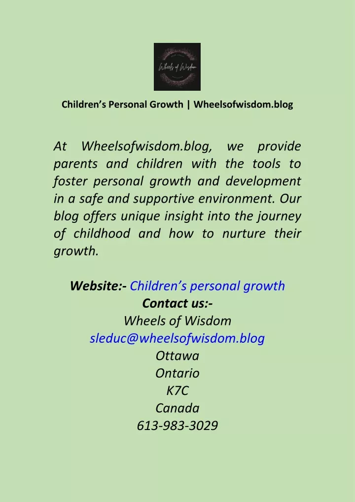 children s personal growth wheelsofwisdom blog