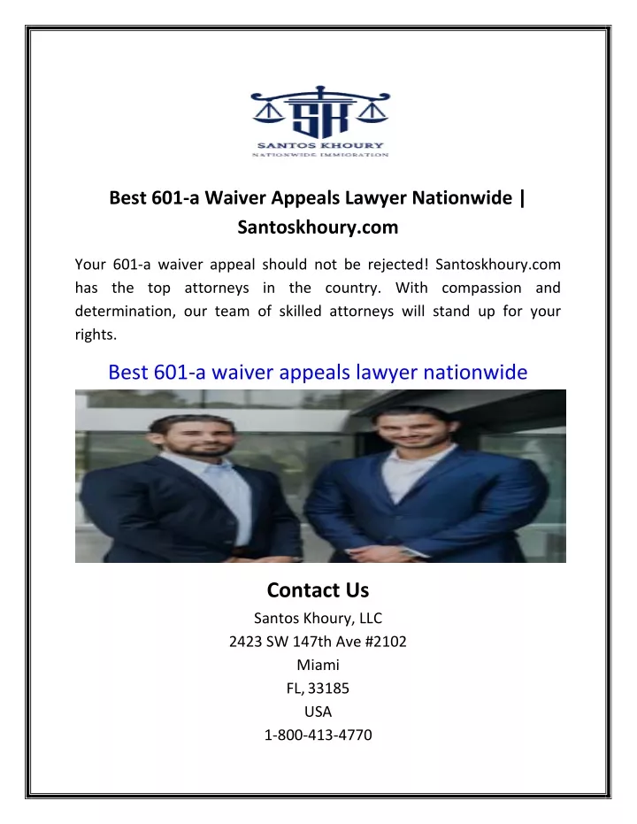 best 601 a waiver appeals lawyer nationwide