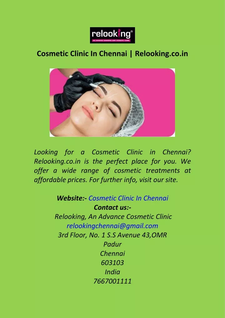 cosmetic clinic in chennai relooking co in