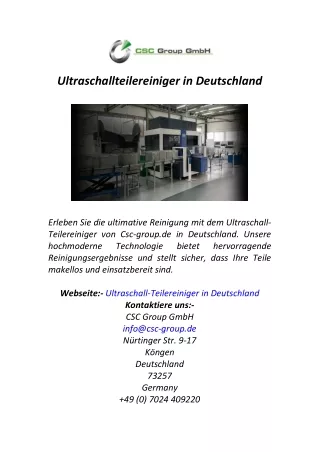 Ultraschallteilereiniger in Deutschland