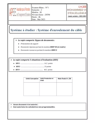 examen blanc n 1 semestre 2 mati re si niveau