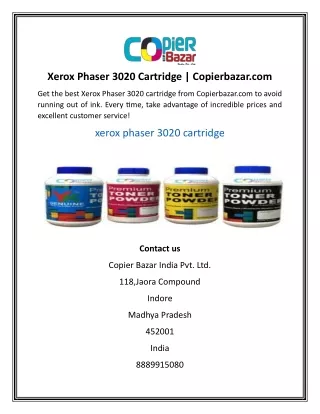 Xerox Phaser 3020 Cartridge  Copierbazar