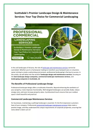 Scottsdale's Premier Landscape Design & Maintenance Services Your Top Choice for Commercial Landscaping
