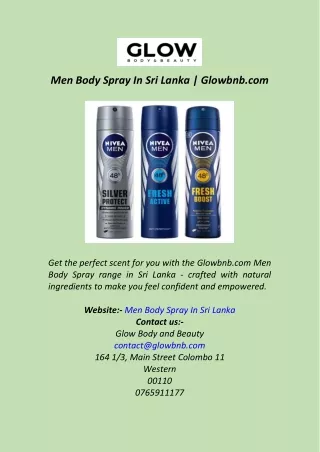 Men Body Spray In Sri Lanka  Glowbnb.com