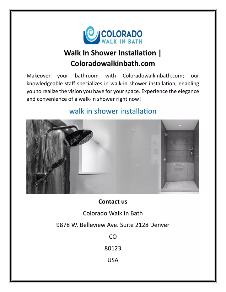 walk in shower installation coloradowalkinbath com