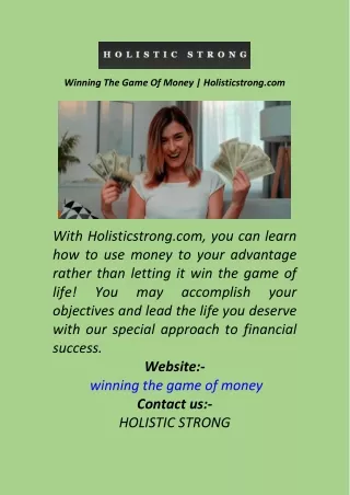 Winning The Game Of Money  Holisticstrong.com