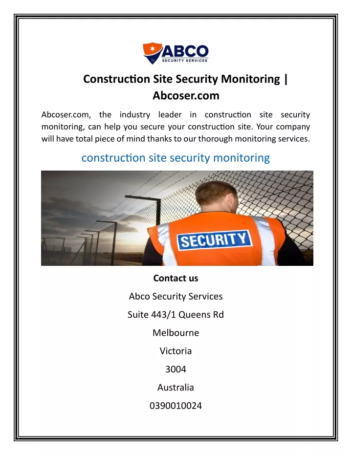 construction site security monitoring abcoser com
