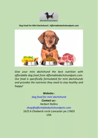 Dog Food For Mini Dachshund  Affortabledachshundpets.com