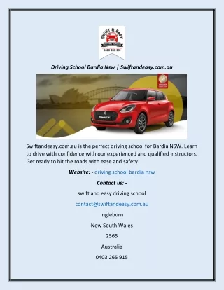 driving school bardia nsw swiftandeasy com au