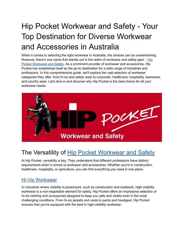 hip pocket workwear and safety your