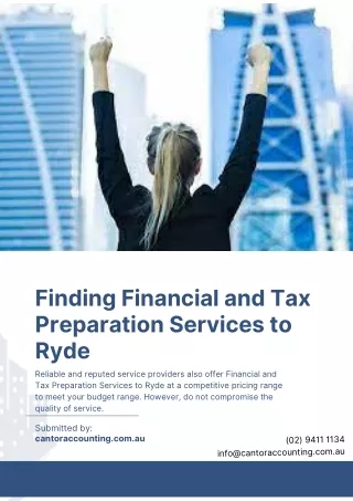 Finding Financial and Tax Preparation Services to Ryde