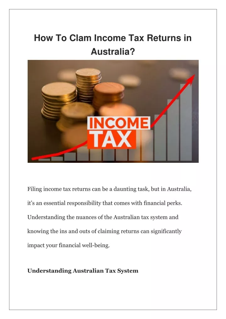 how to clam income tax returns in australia