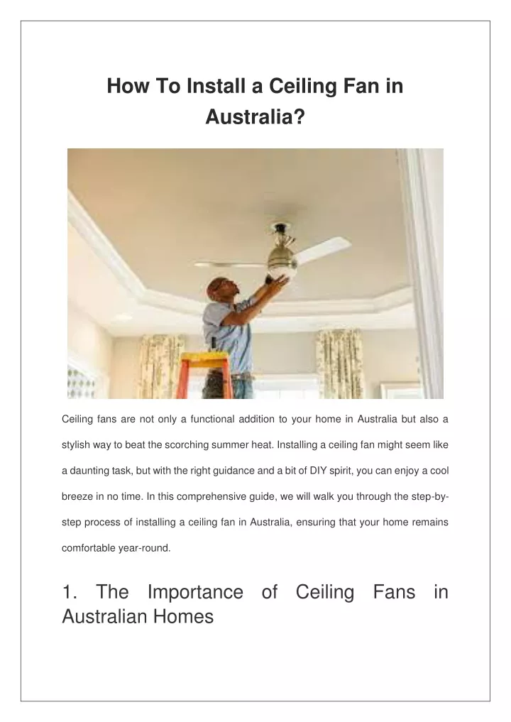 how to install a ceiling fan in australia