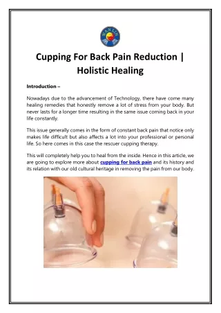 Cupping For Back Pain Reduction | Holistic Healing