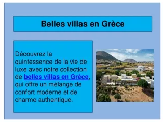 Belles villas en Grèce