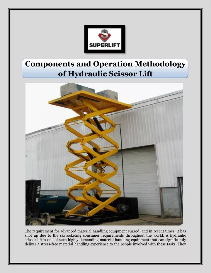 components and operation methodology of hydraulic