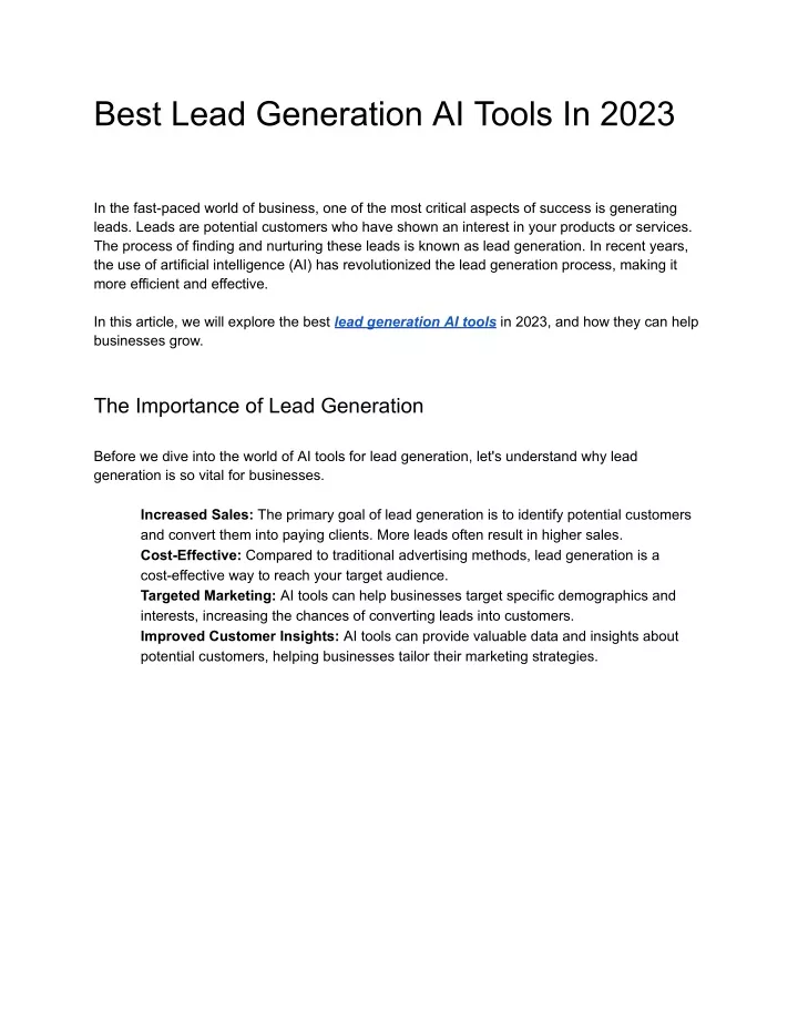 best lead generation ai tools in 2023