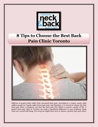 8 Tips to Choose the Best Back Pain Clinic Toronto