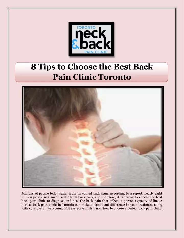 8 tips to choose the best back pain clinic toronto