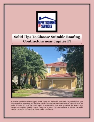 Solid Tips To Choose Suitable Roofing Contractors near Jupiter Fl