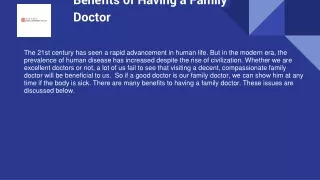 Benefits of Having a Family Doctor