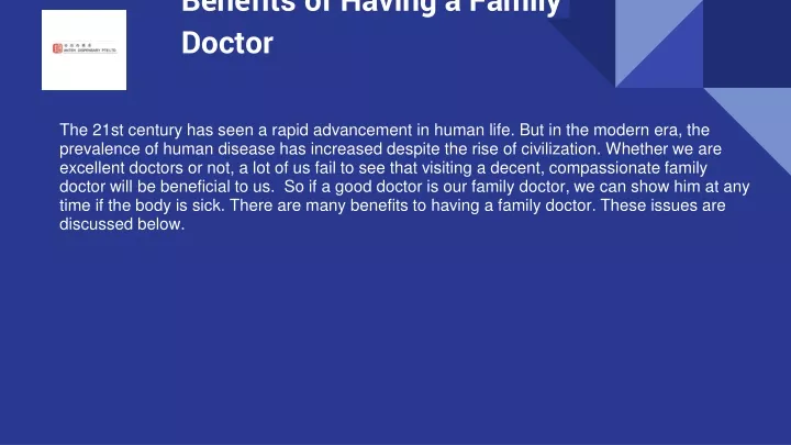 benefits of having a family doctor