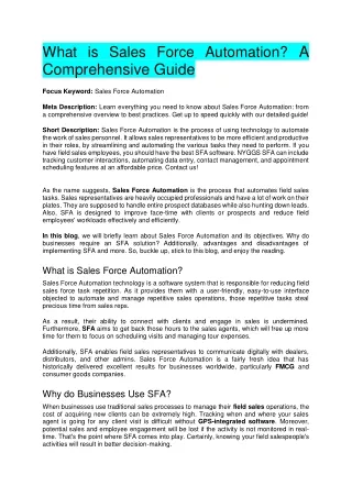 what is sales force automation a comprehensive
