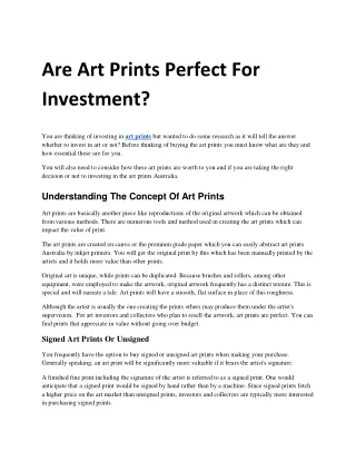 Are Art Prints Perfect For Investment_