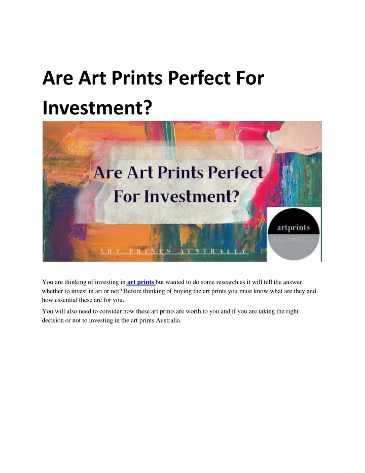 are art prints perfect for investment