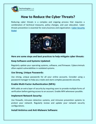 how to reduce the cyber threats
