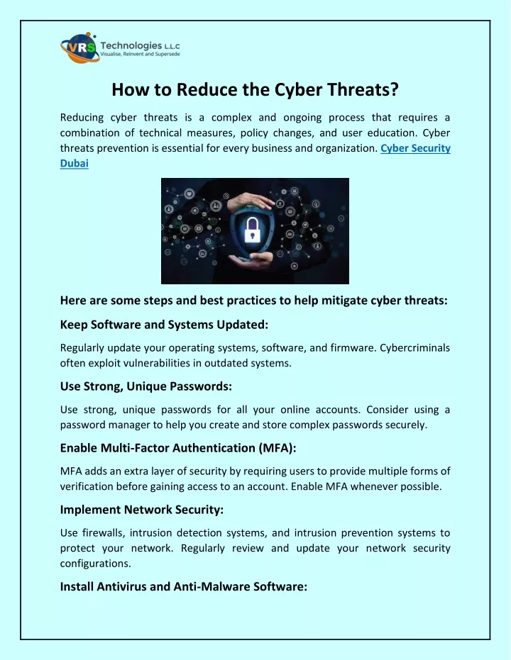 how to reduce the cyber threats