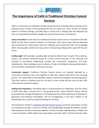 The Importance of Faith in Traditional Christian Funeral Services