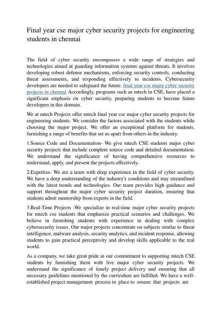 final year cse major cyber security projects