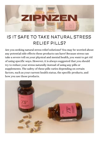 Natural Stress Relief Pills