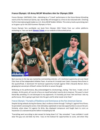 France Olympic US Army WCAP Wrestlers Aim for Olympic 2024