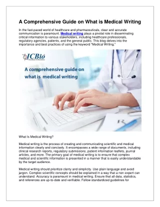 A Comprehensive Guide on What is Medical Writing