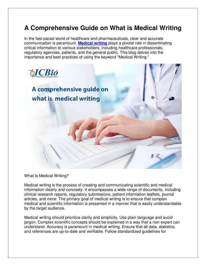 a comprehensive guide on what is medical writing